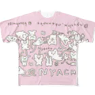 NYACHA&BOOCHAのにゃーちゃのヘッダー(ピンク) フルグラフィックTシャツ