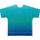 ハロー! オキナワの空と海の青　ミンサー　[Hello!Okinawa] All-Over Print T-Shirt