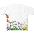 Drecome_Designの 野の花 フルグラフィックTシャツ