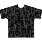 PygmyCat　suzuri店の両面印刷チベットスナギツネ_虚無ブラック All-Over Print T-Shirt