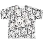 PygmyCat　suzuri店の両面印刷チベットスナギツネ_虚無ホワイト  All-Over Print T-Shirt