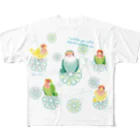 Satokostudioのコザクラインコと一緒 フルグラフィックTシャツ