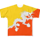 大のブータン国旗 全柄 フルグラフィックTシャツ