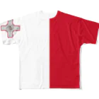 大のマルタ国旗 全柄 フルグラフィックTシャツ
