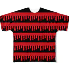 CHAX COLONY imaginariのmelty border(2/red×black) All-Over Print T-Shirt