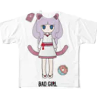 松や SUZURI店のBAD GIRL 猫またのいろいろ(新作) フルグラフィックTシャツ