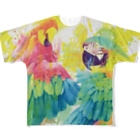 Akiss art ONLINE SHOPの出逢った青い鳥と赤い鳥 All-Over Print T-Shirt