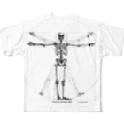 小田隆のVitruvian Skeleton Man All-Over Print T-Shirt