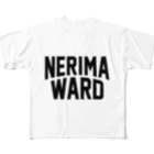 JIMOTO Wear Local Japanの練馬区 NERIMA WARD ロゴブラック フルグラフィックTシャツ