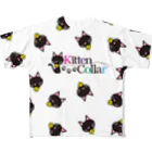 KittenCollar@仔猫の首輪のロゴ入り黒ネコ柄プリント フルグラフィックTシャツ
