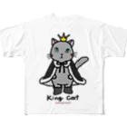 ゆきだるまころころのねこの王様＊黒 フルグラフィックTシャツ