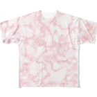 Planet Evansのピンクの大理石柄 フルグラフィックTシャツ