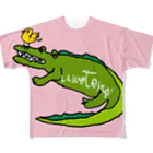 uwotomoのワニと小鳥 All-Over Print T-Shirt