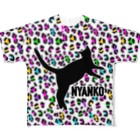 保護猫支援ショップ・パール女将のお宿のNYANKO　レオパード（豹柄） All-Over Print T-Shirt