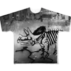 tottoの街と恐竜(モノクロ) All-Over Print T-Shirt