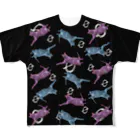 💊0-gravity💊の2色のドット猫ビッグシャツ（黒） All-Over Print T-Shirt