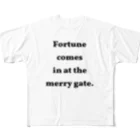 onehappinessのことわざ　笑う門には福来たる フルグラフィックTシャツ