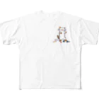 マイマイタケの酔拳キャット（白ねこ控えめ） All-Over Print T-Shirt