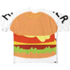 ぷるんぷるんストアのハンバーガーと言いつつチーズバーガー フルグラフィックTシャツ