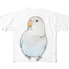 まめるりはことりのおすましコザクラインコ　らむねちゃん【まめるりはことり】 フルグラフィックTシャツ