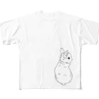 komugi-mugiのふりむきうさぎ(手書き風) フルグラフィックTシャツ