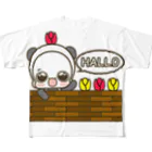 白くまパンダ ORIGINAL SHOPの白くまパンダ　でかHello フルグラフィックTシャツ