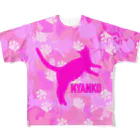 保護猫支援ショップ・パール女将のお宿のNYANKO迷彩　カモフラ　ピンク All-Over Print T-Shirt