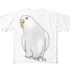 まめるりはことりのアルビノセキセイインコちゃん【まめるりはことり】 フルグラフィックTシャツ