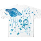 金星灯百貨店の白猫の夢・宇宙の夢 フルグラフィックTシャツ