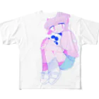 あたみのにこにこぱんだと女の子 フルグラフィックTシャツ