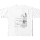 Sugar Ginger CookieのMonochrome rabbit. All-Over Print T-Shirt