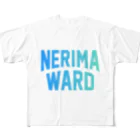 JIMOTOE Wear Local Japanの練馬区 NERIMA WARD ロゴブルー　 All-Over Print T-Shirt