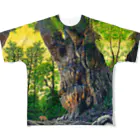 ウエダマサノブ＠アトリエ縄文じいさんの黄色の空と縄文じいさん All-Over Print T-Shirt
