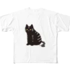 本田しずまるの絵のグッズのトラネコ・黒・大 フルグラフィックTシャツ