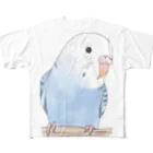 まめるりはことりのおしゃまな止まり木セキセイインコちゃん【まめるりはことり】 フルグラフィックTシャツ