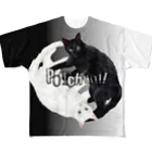 猫とやっし～ぃのアレコレの白猫黒猫 フルグラフィックTシャツ