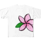 Okiwaiiのプルメリア三姉妹 フルグラフィックTシャツ