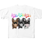 揺れるブヒ犬 Wiggly Pooch の踊るフレブル隊 All-Over Print T-Shirt