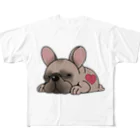 揺れるブヒ犬 Wiggly Pooch のふて寝のフレブル All-Over Print T-Shirt