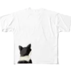 おとぼけ姉さんSHOPの鉢割れ猫のシルエット フルグラフィックTシャツ
