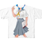 wmatpmentの日直セーラー女の子 フルグラフィックTシャツ