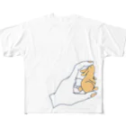 青い積み木 と 指の先の兎を挟む手 All-Over Print T-Shirt