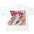 POP'N ROLLのpop'n cigarettegirl01 フルグラフィックTシャツ