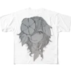 中西屋(歯車)の乙女朝顔(モノクロ) All-Over Print T-Shirt