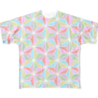 まりわのお店 HOSHIYAの脳内✰万華鏡花火✰和柄✰ほか✰　の麻の葉 All-Over Print T-Shirt