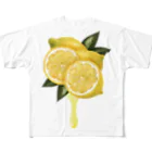 カワウソとフルーツの【forseasons】レモン フルグラフィックTシャツ