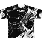 BLACK-UROBOROSの黒白_FOX All-Over Print T-Shirt