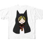 ポキポキぽっきーのねこ耳ケープをかぶった女の子 All-Over Print T-Shirt