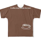 monochromeH2のA coffee shop outside the town All-Over Print T-Shirt