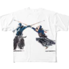 伊勢守 isenokami  剣道 x 日常  kendo inspired.のLife with Kendo (aimen) フルグラフィックTシャツ